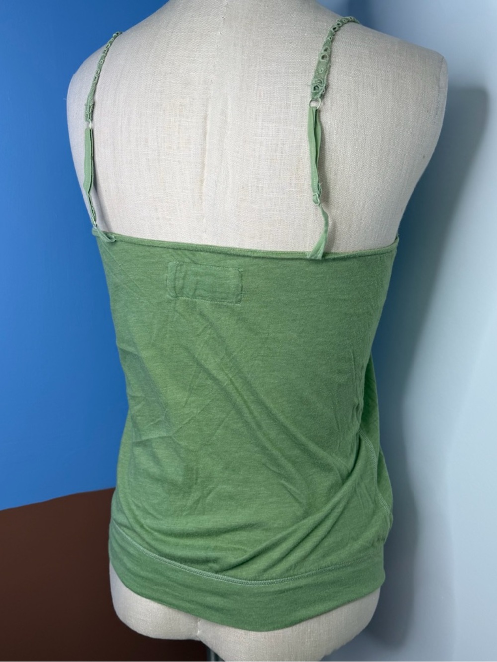 Vintage Y2K Abercrombie Green Lace Trim Camisole Tank Top Size Medium - Picture 4 of 6